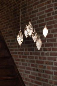 LED üveg dísz tollakkal, kicsi (14 cm)