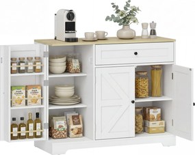 HOMCOM konyhai komód fiókkal, 3 ajtóval és állítható polcokkal, vidéki stílus, 100 x 40 x 81 cm | Aosom