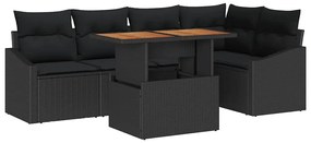 vidaXL Kert étkező szett párnával 6 pcs Fekete és Barna