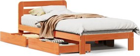 vidaXL viaszbarna tömör fenyőfa ágy matrac nélkül 90 x 190 cm