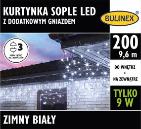 Led lámpák Bulinex 200led hideg fehér 9.60m függöny
