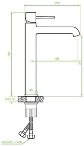 Laveo Pola, magas mosdócsaptelep h-297, arany matt, LAV-BAP_G2NB