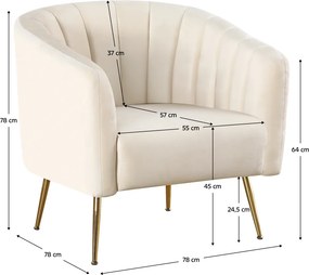 Design fotel, bézs Velvet szövet/gold króm-arany, BAGY
