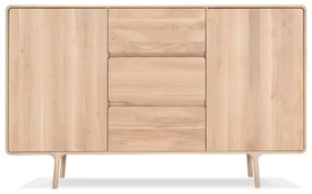 Fawn tömör tölgyfa komód 3 fiókkal, szélessége 180 cm - Gazzda