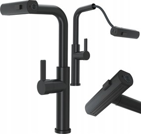 Konyhai Csaptelep Kihúzható Kifolyócsővel Fekete 3 Vízsugár Giro Csaptelep