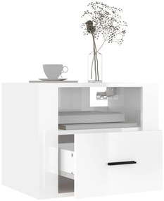 2 db magasfényű fehér fali éjjeliszekrény 50x36x40 cm