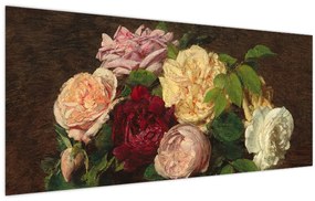 Kép - Henri Fantin-Latour, Roses de Nice on a Table, reprodukciók (120x50 cm)