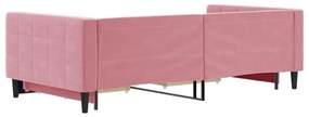 rózsaszín kihúzható bársony heverő fiókkal 100 x 200 cm