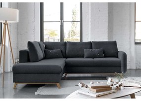 Scandic Lagom L sötétszürke kinyitható kanapé, bal oldalas - Miuform