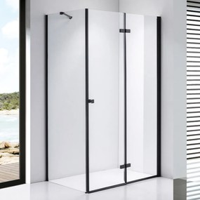 Stuxi Verona Black 100x80 aszimmetrikus csuklóajtós zuhanykabin 6 mm vízlepergető biztonsági üveggel, fekete