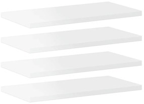 4 db magasfényű fehér szerelt fa könyvespolc 40 x 20 x 1,5 cm