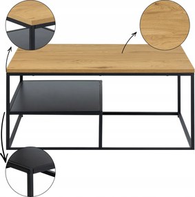 Gila Dohányzóasztal Nyitott Polccal 90 cm téglalap alakú loft nappali asztal