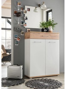 Fehér-natúr színű fiókos cipőtartó tölgyfa dekorral Topix – Germania