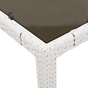 fehér polyrattan üveglapos kerti asztal 190 x 90 x 75 cm