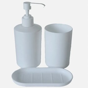 Livarno Home pohár és szappantartó adagoló szett műanyag fehér