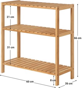 Bambusz fürdőszoba polc, tároló polc 60 x 26 x 66 cm, natúr