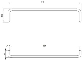 Deante Silia tartozékok, törülközőtartó 615mm, acél, DEA-ADI_F621