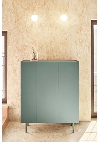 Zöld magas komód tölgyfa dekorral 95x120 cm Arista – Teulat