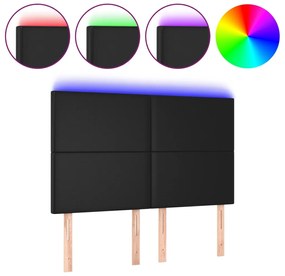 fekete műbőr LED-es fejtámla 144x5x118/128 cm