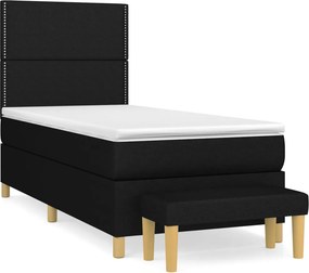 vidaXL fekete szövet rugós ágy matraccal 100 x 200 cm