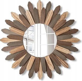 Fali tükör Fa Kerek Boho Rusztikus Loft Retro 53cm
