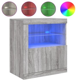 szürke sonoma színű tálalószekrény LED-ekkel 60,5 x 37 x 67 cm