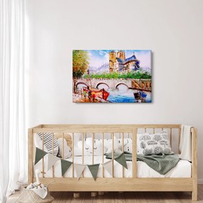 Kép - Olajfestmény a városról (90x60 cm)