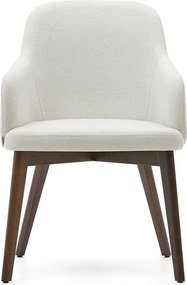 Krémszínű kárpitozott karfás étkezőfotel Nelida – Kave Home