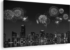 Kép - tűzijáték Miamiban, fekete és fehér (90x60 cm)
