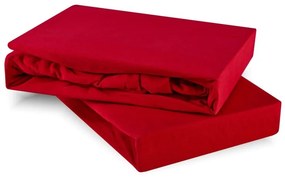 EMI piros 100% pamutjersey gumis lepedő, 90x200-as lap