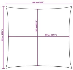 antracitszürke négyzet alakú oxford-szövet napvitorla 6 x 6 m