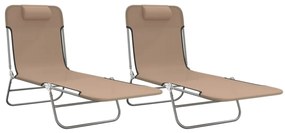 2 db tópszínű textilén és acél összecsukható napágy