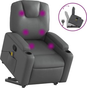 vidaXL szürke műbőr dönthető masszázs- és állófotel