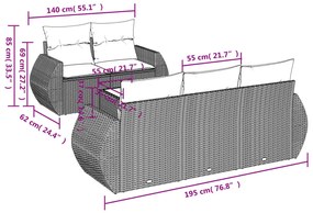 6 részes bézs polyrattan kerti ülőgarnitúra párnával