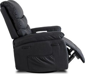 Masszírozós, hintafunkciós dönthető fotel fekete színben, műbőr kárpittal BRUCE