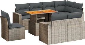 vidaXL 9 részes szürke polyrattan kerti ülőgarnitúra párnákkal