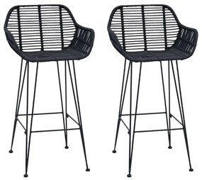 Bárszék 2 pcs Fekete 55 x 52 x 92 cm Rattan és Vas