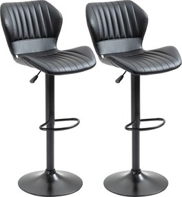 HOMCOM 2 db Bárszék 360°-ban Forgatható Bárszékek Magasságban Állítható Bistro Székek Hátpárnával Konyhához és Étkezőhöz Modern Dizájn Újrahasznosítot