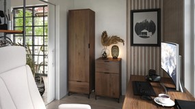 Mazzoni LANA W-50 vitrines szekrény Elegáns Dió - 1 AJTÓS FIÓKOS VITRINES SZEKRÉNY