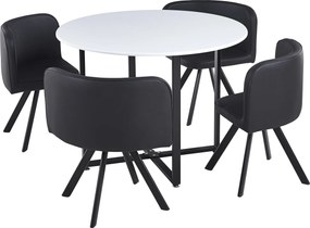 Étkező szett 1+4, fehér/fekete, BEVAN NEW
