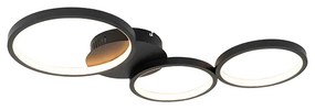 Design mennyezeti lámpa fekete, beépített LED-del, 3 fokozatú fényerő-szabályozóval, 3 lámpás - Pande
