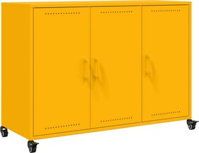 vidaXL mustársárga acél tálalószekrény 100,5 x 39 x 72 cm