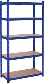 Fém polc 5 szintes, 875 kg teherbírással, 90 x 40 x 180 cm, kék