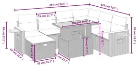 8 részes bézs polyrattan kerti ülőgarnitúra párnával