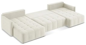 Bézs kinyitható-tárolóhelyes (U alakú) sarokkanapé Moku – Makamii