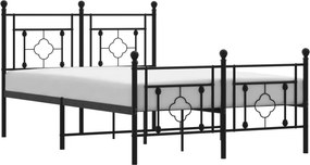 vidaXL fekete fém ágykeret fej- és lábtámlával 120 x 190 cm