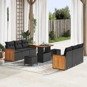 Kerti Kanapé Szett 9 pcs Fekete 90 x 55 x 71 cm polirattan