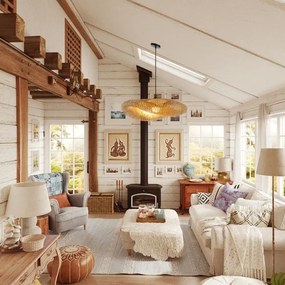 Immax 08270L - Csillár zsinóron HILO 1xE27/40W/230V átm. 80 cm bambusz