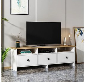 TV asztal/szekrény Ottawa (fehér + zafír tölgy). 1088863