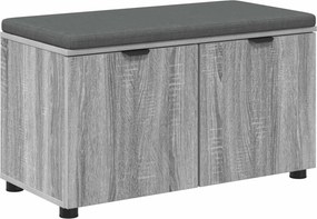 vidaXL Előtér pad Szürke Sonoma 80 x 38 x 46 cm Műanyag Fa és Szövet